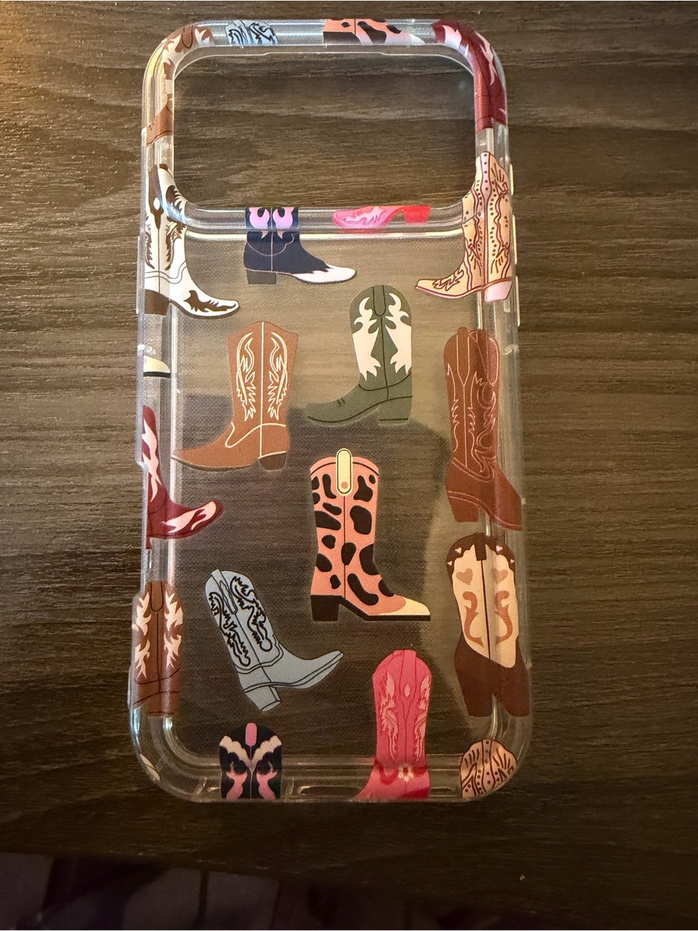 SHEIN Clear Phone Case with Colorful Cowboy Boots